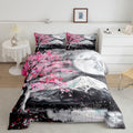 Castle Fairy Japanese Ukiyoe Comforter Set King Size Fuji Mountain Scenery Quilt Set For Women Teens Men Home Room Decor Pink Ch