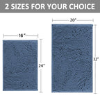 Blue Bathroom Rugs Chenille Bath Mats Set 2 Piece Extra Soft And Absorbent Shaggy Rugs, Machine Wash And Dry, Perfect Plush Bath