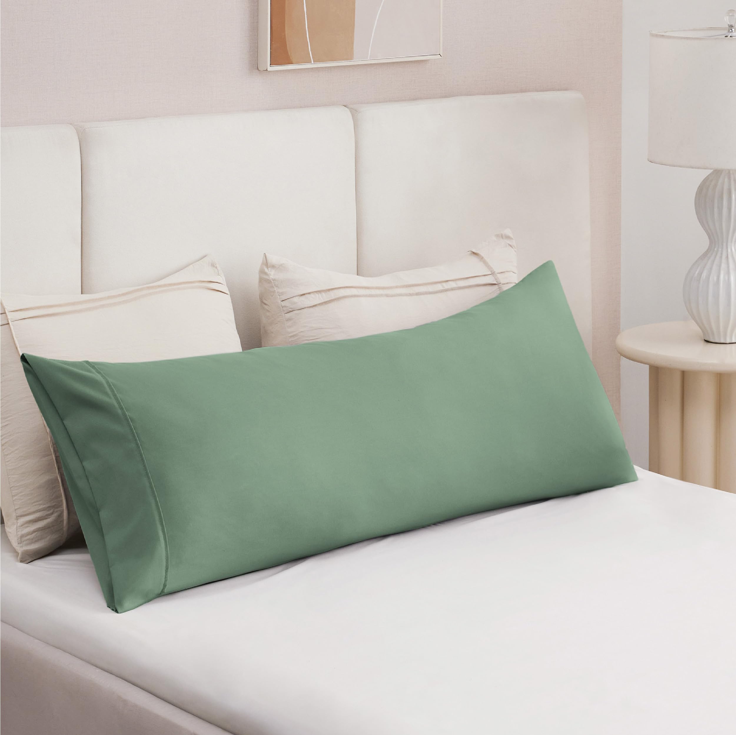 Bedsure Body Pillow Case Cover - Sage Green Polyester Microfiber Long Pillow Cases, Ultra Soft And Cozy Body Pillowcase With Envelope Closure, 1 Pack, 20X54 Inches