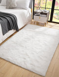 Macgace Fluffy Area Rugs for Bedroom Decor Aesthetic, 3x5 White Shag Rug with Non-Slip Dots for Living Room, Fuzzy Plush Carpet 