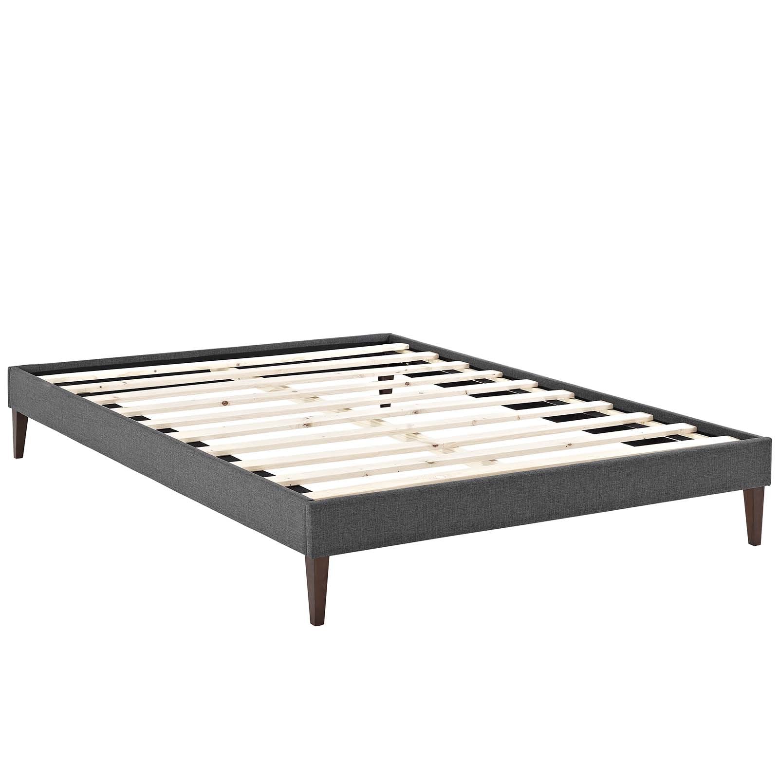 Modway Tessie Upholstered Queen Platform Bed Frame With Wood Slat Support In Gray