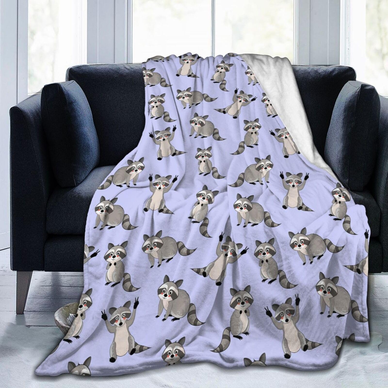 Carwayii Raccoon Blanket Throw Blanket Raccoon Gift For Women Men Soft Animal Flannel Blanket Plush Sofa Blanket Durable Travel
