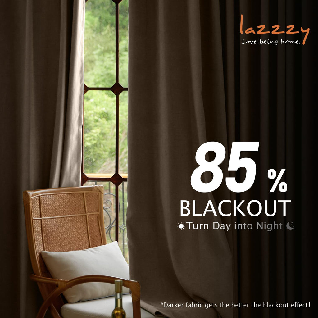 Lazzzy Brown Velvet Curtains Room Darkening Thermal Insulated Curtains 108 Inch Long Window Drapes For Bedroom Living Room Super Soft Luxury Rod Pocket Window Treatment, 2 Panels, Coffee