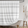 jinchan Black and White Boho Shower Curtain with Tassels Fabric Striped Shower Curtain for Bathroom Modern Shower Curtain Waterp