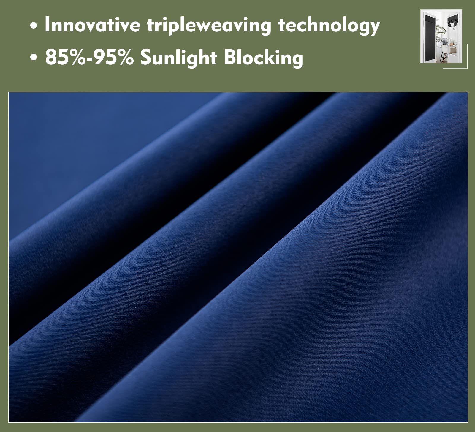 Pi Blackout Small Door Curtain,Privacy Thermal Insulated Door Window Curtain For Small Window/Small Front Door/Office 1 Panel (W26Xl20,Navy)