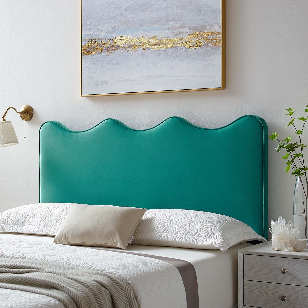 Modway Athena Performance Velvet Headboard, King/California King, Teal