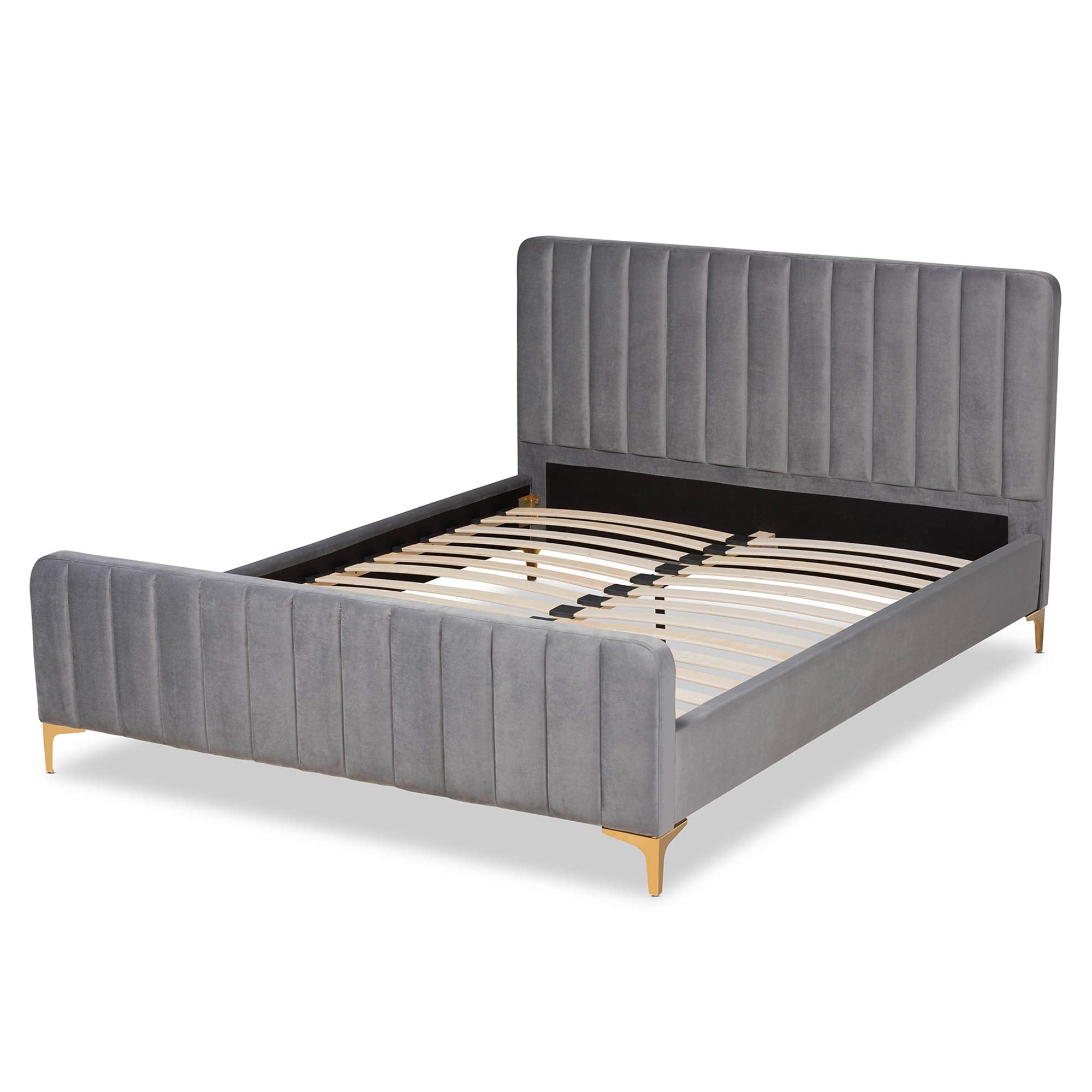 Baxton Studio Nami Beds (Platform), King, Light Grey