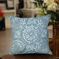 Sajavat Home Cc70 Cotton Damask Stripe Embroidered Cushion Cover (Pack Of 1) 18X18 Inches / 45X45 Cm Magenta Pink (Tail Blue, Co