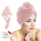 JEFFSUN Microfiber Hair Drying Towel Wrap, 2-Layer Extra Thick Super Absorbent Hooded Hair Towel for Women Long Curly Frizzy Wet