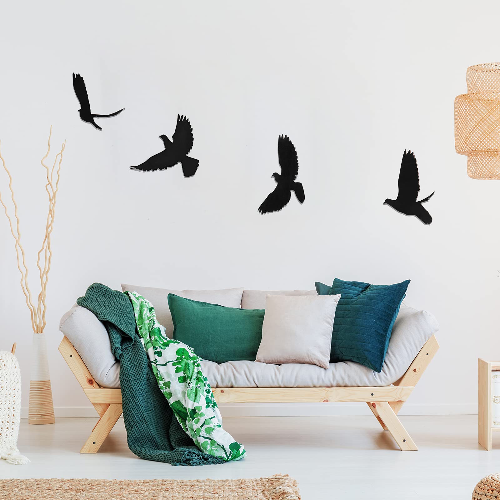 Blulu 4 Pieces Wooden Bird Wall Decor Flying Bird Wall Sculptures Wall Art Decor Bird Silhouette Wall Art Bird Wooden Wall Art S