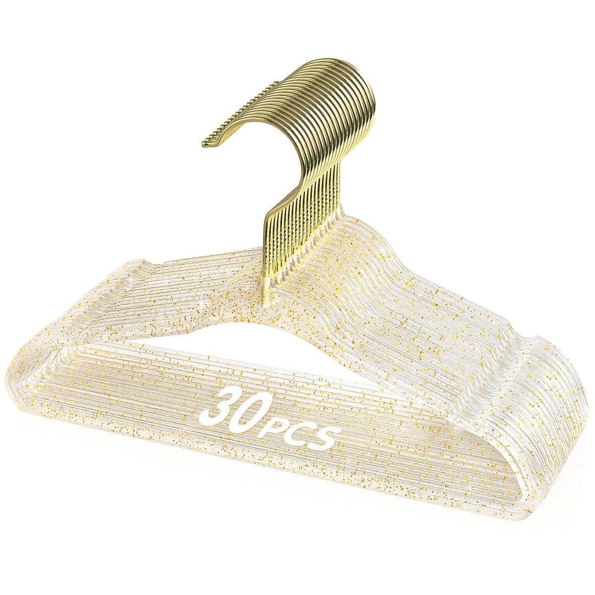 VISV Acrylic Baby Glitter Hangers, 11 Inch, Gold, 30 Pcs