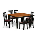 East West Furniture PFAN7-BCH-LC 7 Piece Kitchen Table & Chairs Set Consist of a Square Dining Room Table with Butterfly Leaf and 6 Faux Leather Dining Chairs, 54x54 Inch, Black & Cherry
