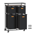 VASAGLE Laundry Sorter, Laundry Basket with Wheels, 39.6 Gal. (150 L) Rolling Laundry Hamper, Portable Laundry Cart with Shelf, 
