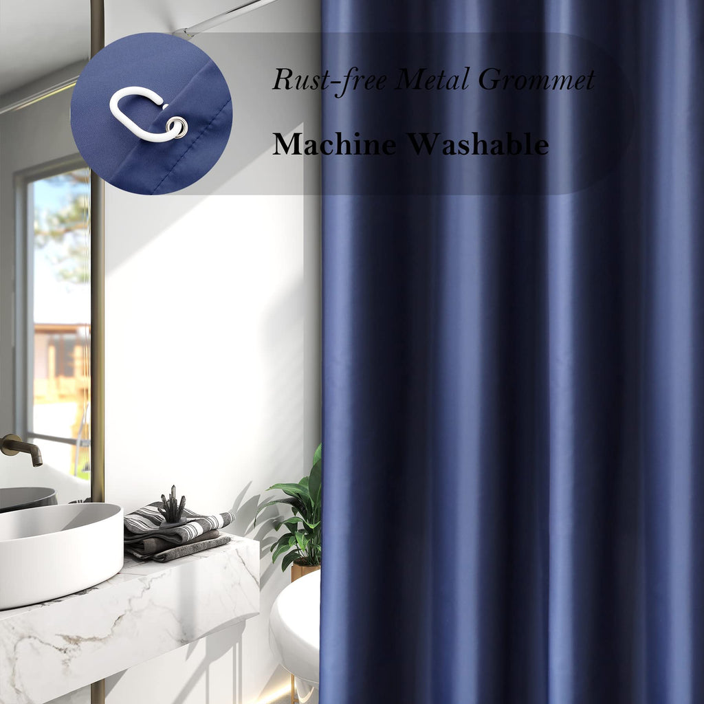 Aoohome Extra Long Shower Liner, Polyester Solid Color Shower Curtain With Hooks, Weighted Hem, Water Repellent, 72 Width X 84 H