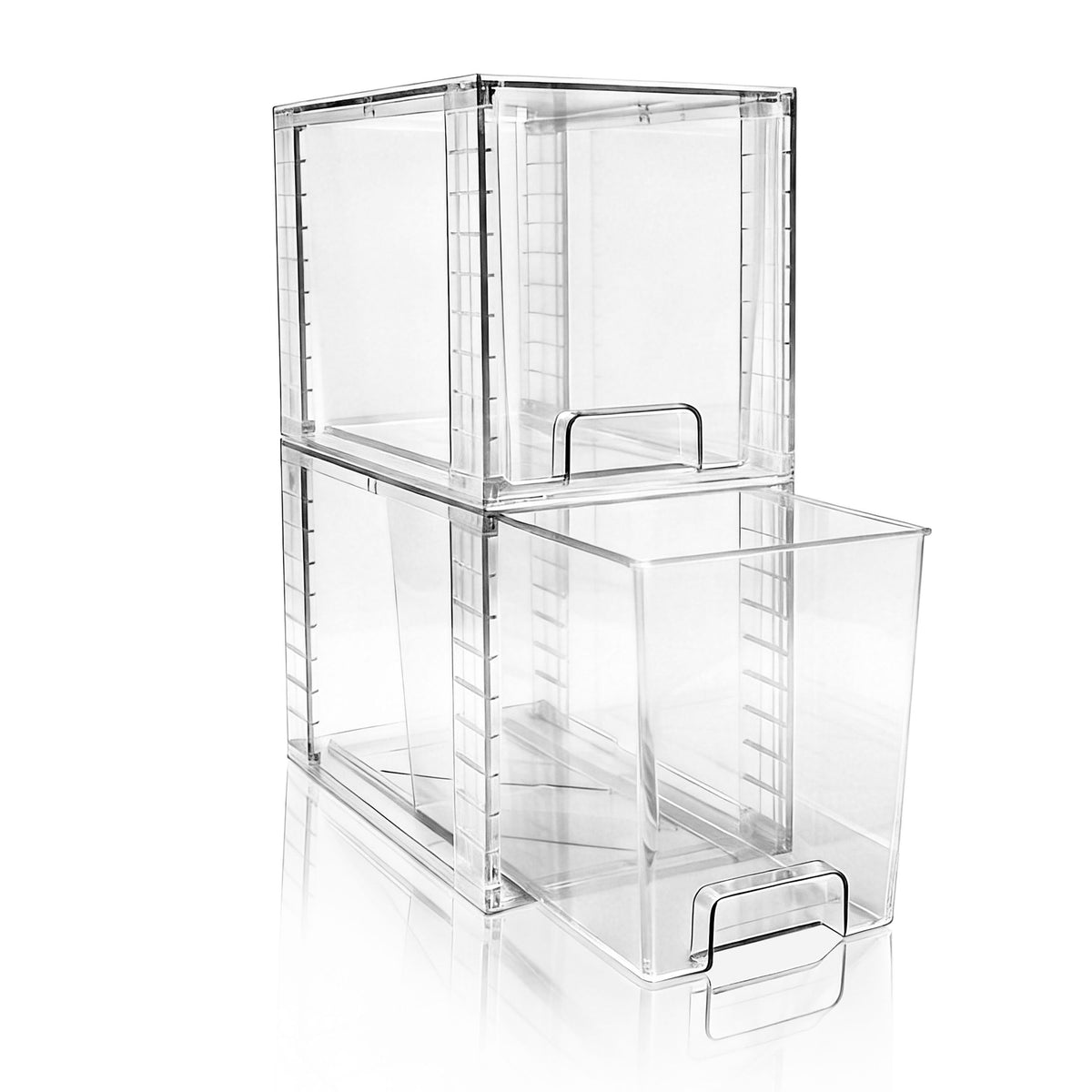 XWYWX High Clear Stackable Storage Drawers(2 Pack), Highstrength Plastic Organizer Bins with Handles for Skincare Bathroom Cabi