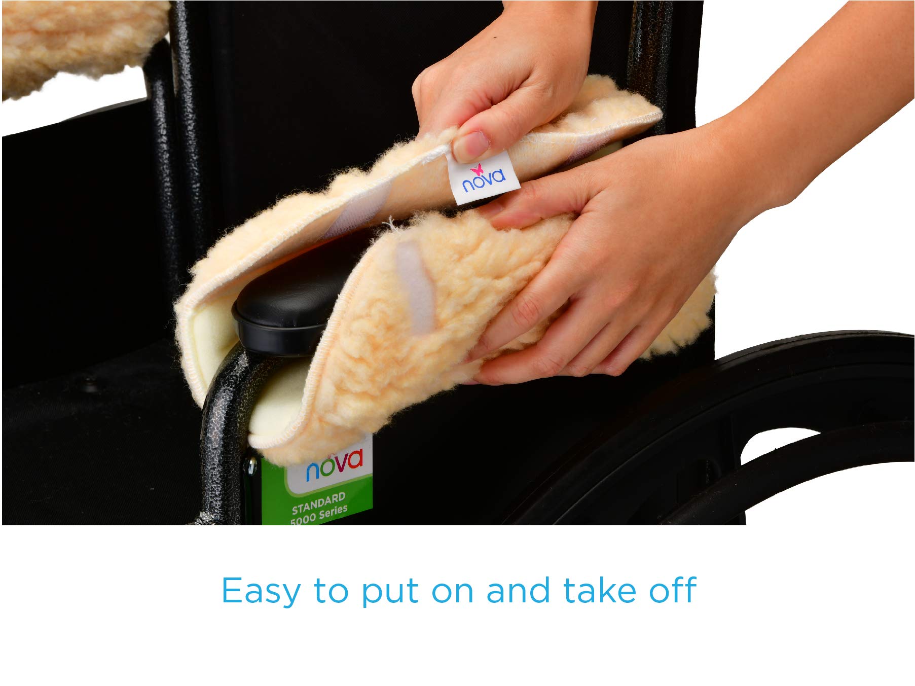Nova Sheepskin Fleece Armrest Covers For Wheelchairs, Transport Chairs & Arm Chairs, Universal Fit, Washable, One Pair
