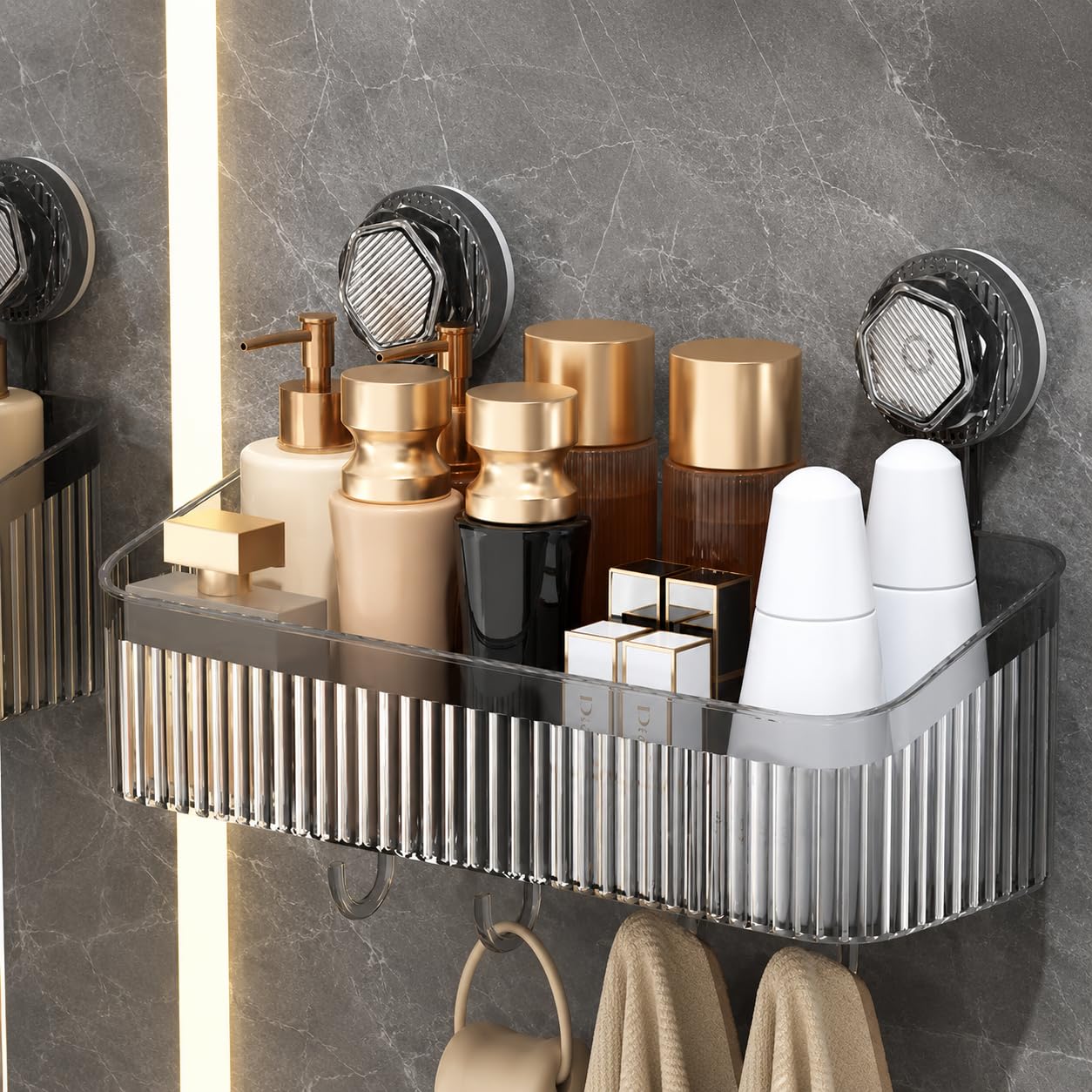 Hrk Shower Caddy Shelf With Suction Cups, 30X10.8X10 Cm, Clear