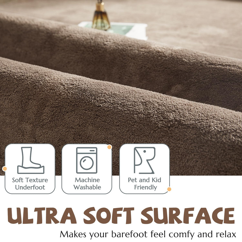 Jinchan Solid Plush Area Rug 5X7 Performance Shaggy Rug Washable Area Rug Indoor Soft Rug Modern Faux Wool Rug Cozy Non Slip Car