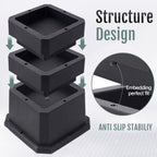 Btsd-Home Bed Risers 2, 3 Or 4 Inch Heavy Duty Furniture Risers Adjustable Dorm Bed Lifts Risers Table Desks Legs Blocks 4 Pack