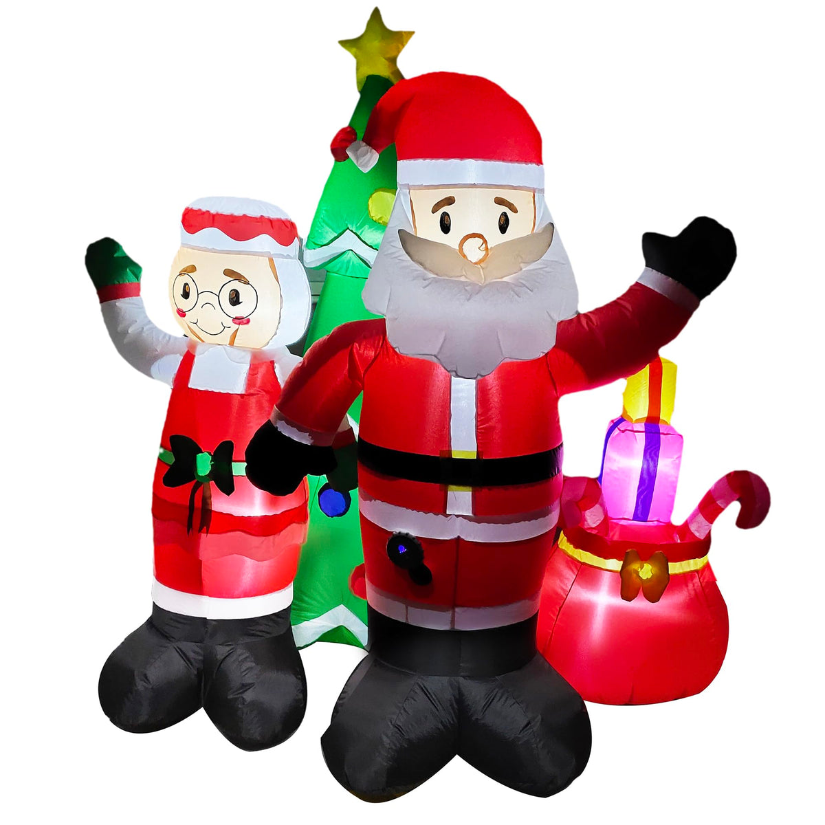 Fraser Hill Farm 6-Ft. Tall Mr And Mrs Claus With Tree Blow Up Inflatable With Lights And Music, Outdoor Christmas Inflatable Decoration For Lawn And Yard, Giant Festive Holiday Decor