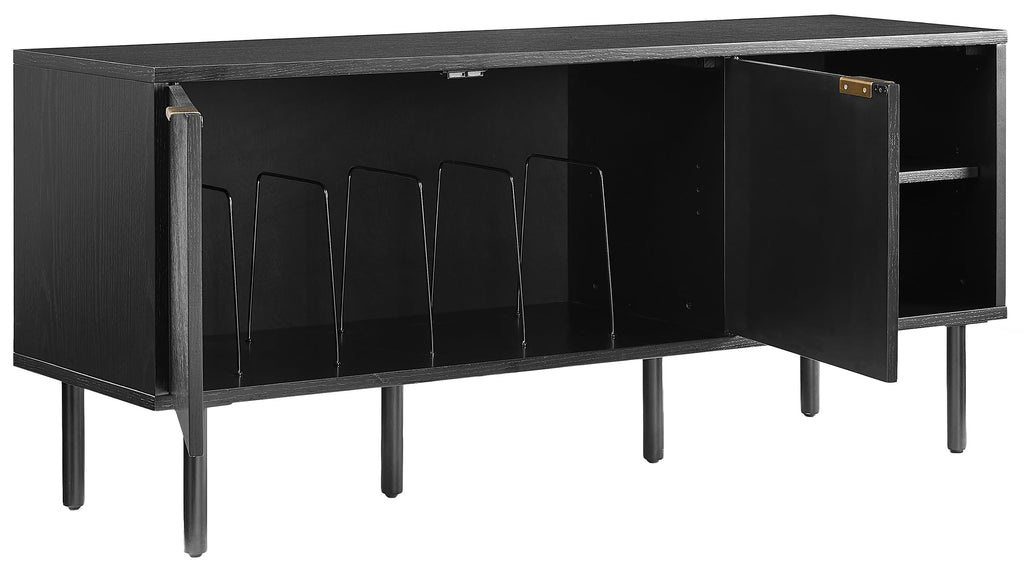 Crosley Furniture Brody Vinyl Record Storage Sideboard, Modern Media Console and Cabinet with Shelves, Black