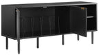 Crosley Furniture Brody Vinyl Record Storage Sideboard, Modern Media Console and Cabinet with Shelves, Black