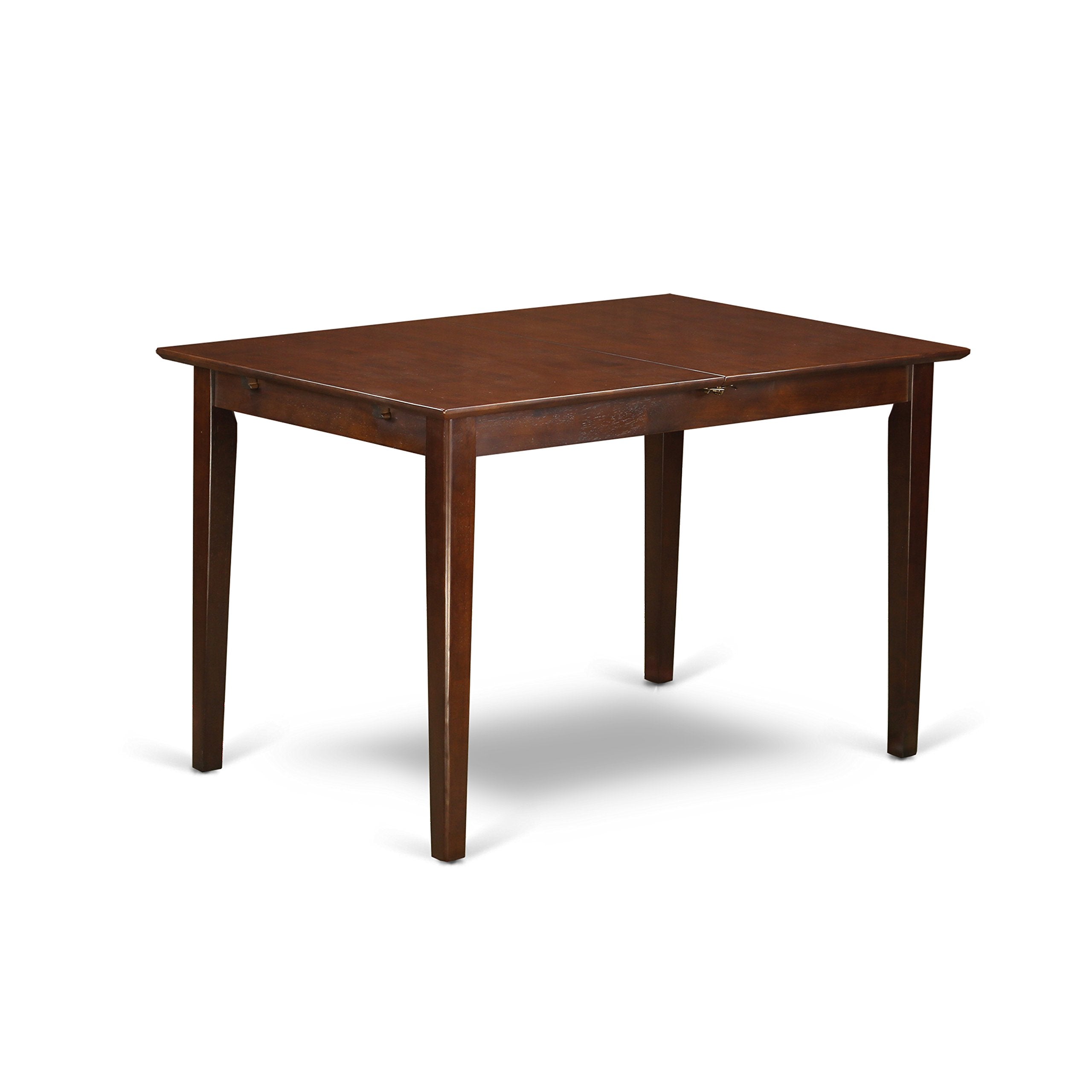 East West Furniture Psen3-Mah-66 3 Piece Small Dinette Set Contains A Rectangle Butterfly Leaf Dining Table And 2 Brown Faux Faux Leather Upholstered Chairs, 32X60 Inch, Mahogany