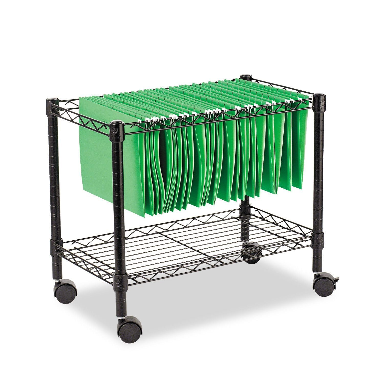 Alera ALEFW601424BL 24 in. x 14 in. x 21 in. 1 Shelf 1 Bin Metal One-Tier File Cart for Side-to-Side Filing - Black