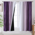 Estelar Textiler Purple And Greyish White Ombre Blackout Curtains 63 Inch Length, Rod Pocket Thermal Insulated Curtains For Girl