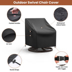 Mrrihand Patio Chair Covers, 2 Pack Outdoor Swivel Lounge Chair Cover, Heavy Duty Patio Rocking Chair Covers, Patio Furniture Covers Waterproof, 30' W×34' D×38.5' H, Black