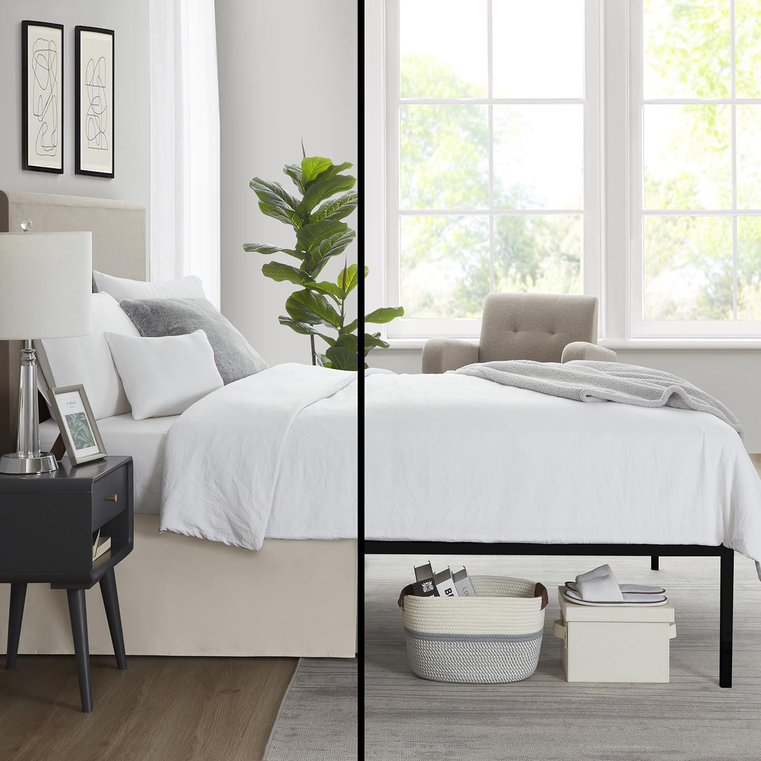 Nestl Linen Full Xl Bed Skirt - Full Xl Size Bed Skirt 14 Inch Drop - Brushed Microfiber Bed Skirts - Hotel Quality Pleated Bed Skirt - Shrinkage & Fade Resistant