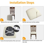 Fuloon Stretch Jacquard Chair Seat Covers Set Of 2, Removable Washable Dining Chair Covers Anti-Dust Dining Room Chair Covers Seat Cushion Slipcovers (2, Beige)