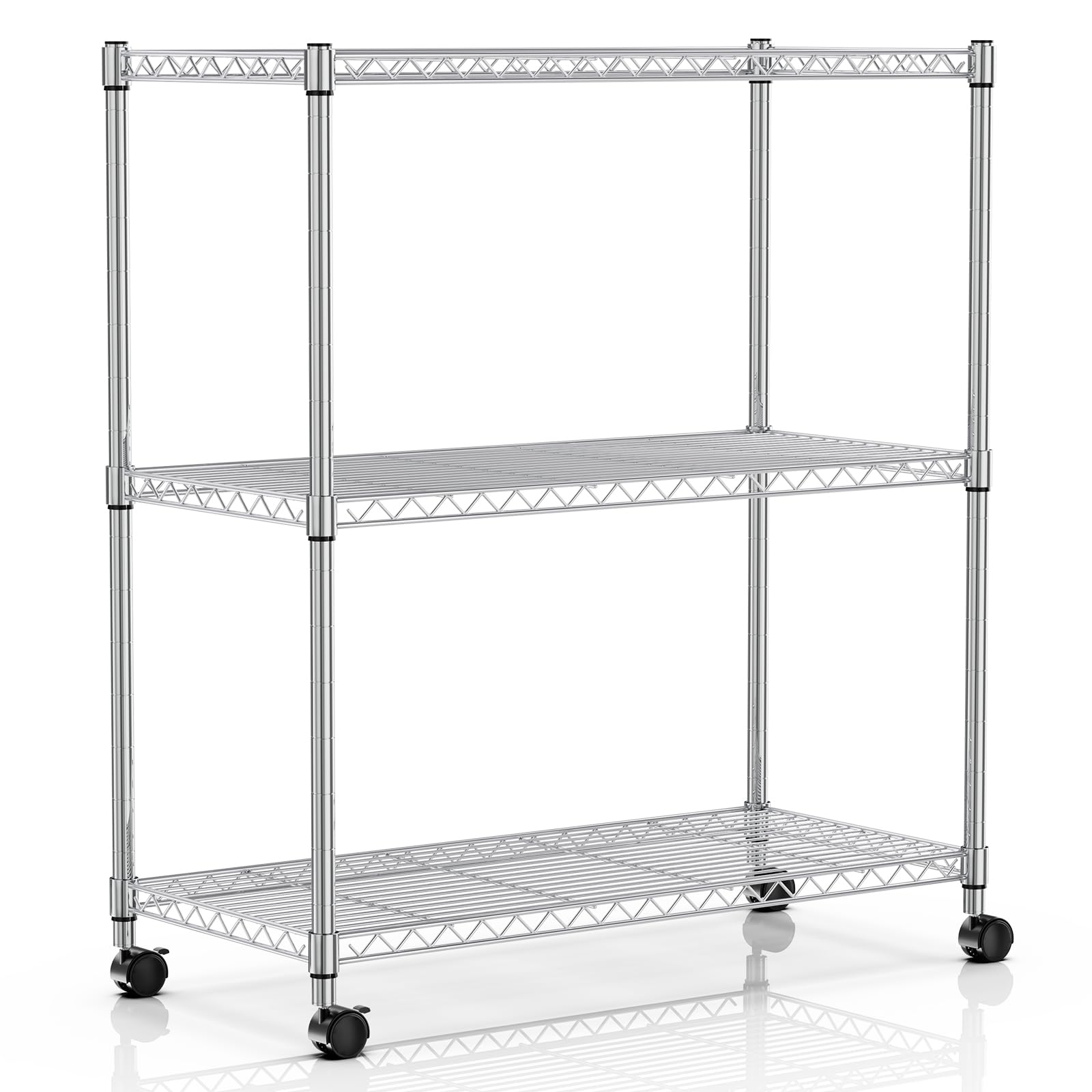 Simple Deluxe 3-Tier Heavy Duty Storage Shelves 750Lb Capacity, 24.02 D x 13.78 W x 29.92 H Adjustable Shelving Unit with Wheels