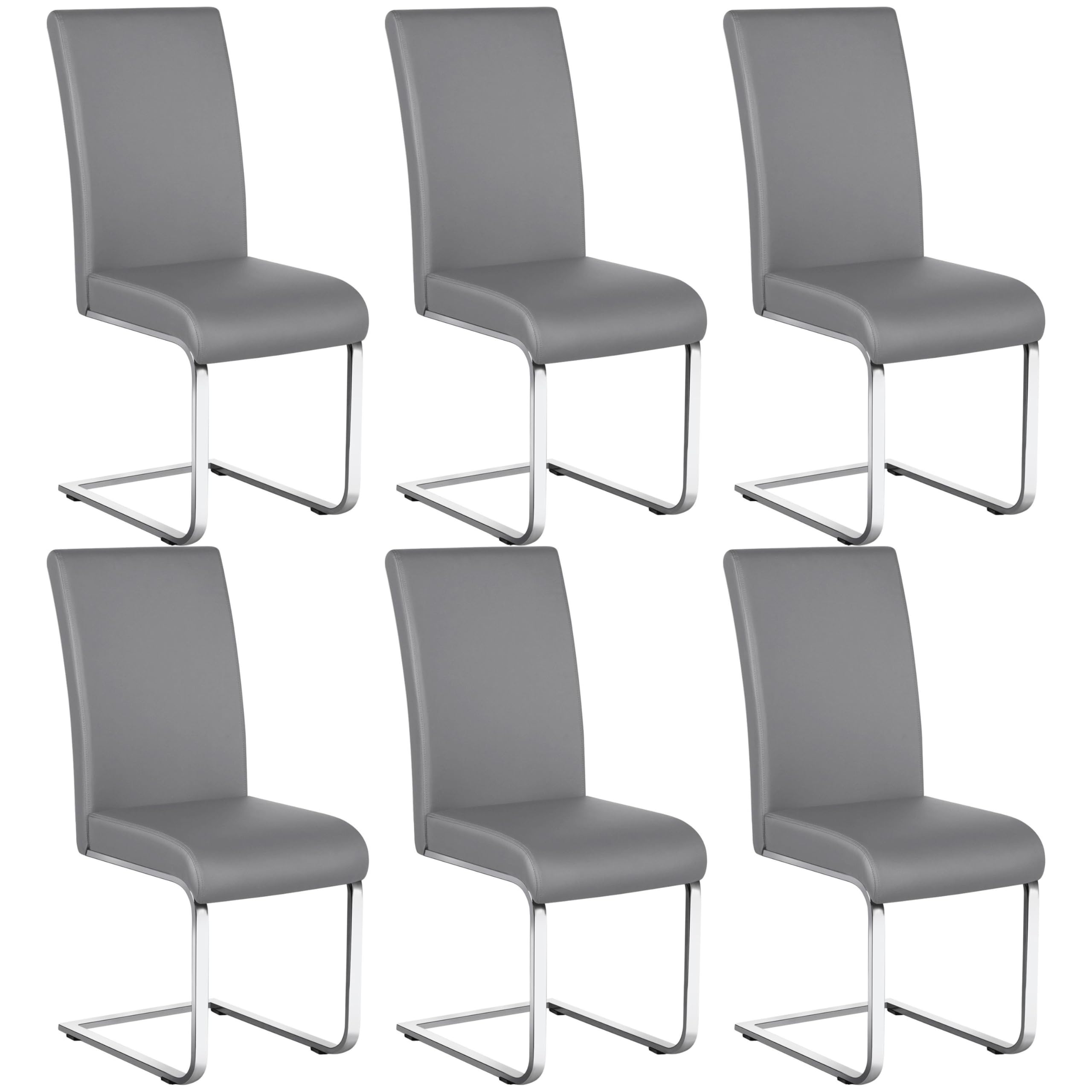 Yaheetech 6PCS Dinning Chairs Kitchen Chairs High Back Modern Leather Living Room Chair Padded Dinner Chair Armless Side Chair w