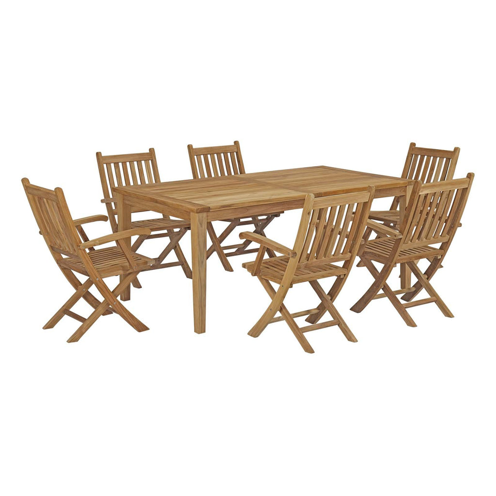 Modway Eei-3206-Nat-Set Marina Premium Grade A Teak Wood Outdoor Patio Dining Furniture Set, 7 Piece, Natural