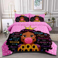 Grat Tioc Bedding Set, Full Black Girl Magic Comforter Set For Kids Teens, 3 Pieces, Includes Inspiring Quotes, Black Princess,
