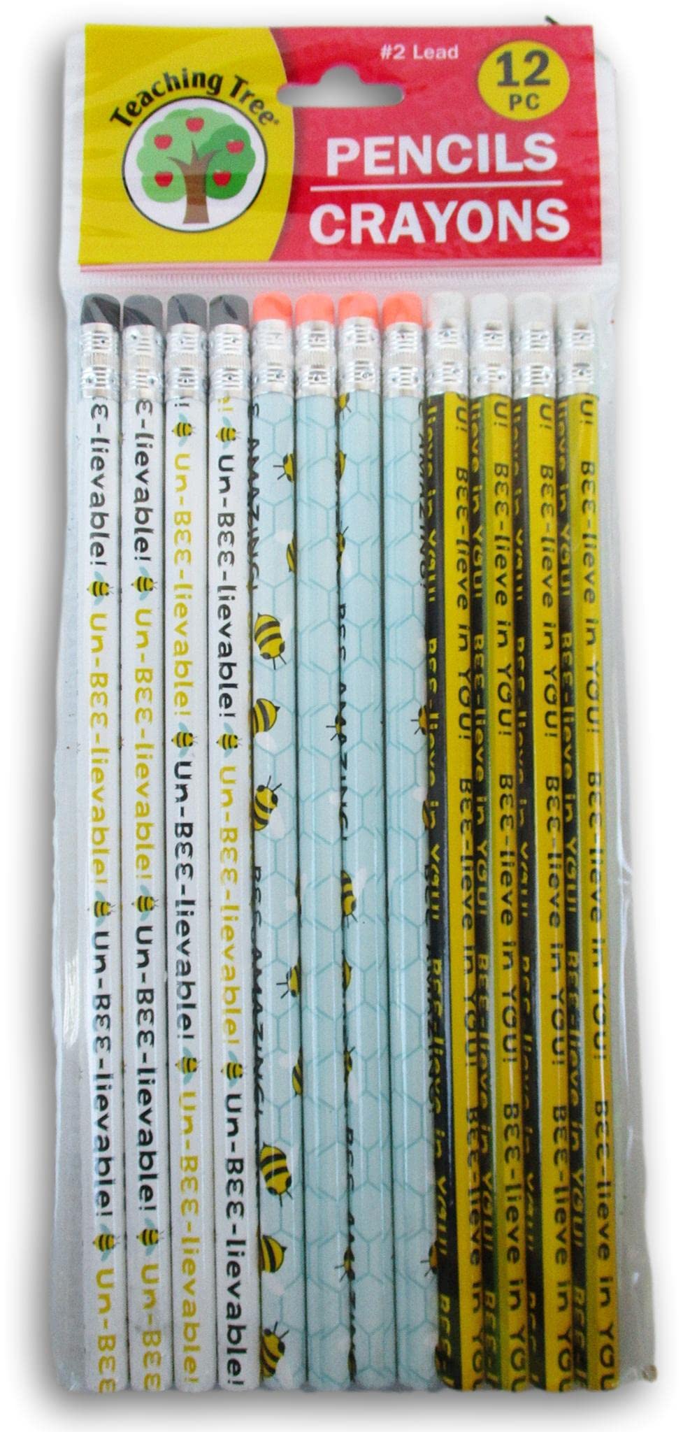 Teaching Tree Pencils Reward Incentive With 'Un-Bee-Lievable!' Motivational Bees Design - 12 Count