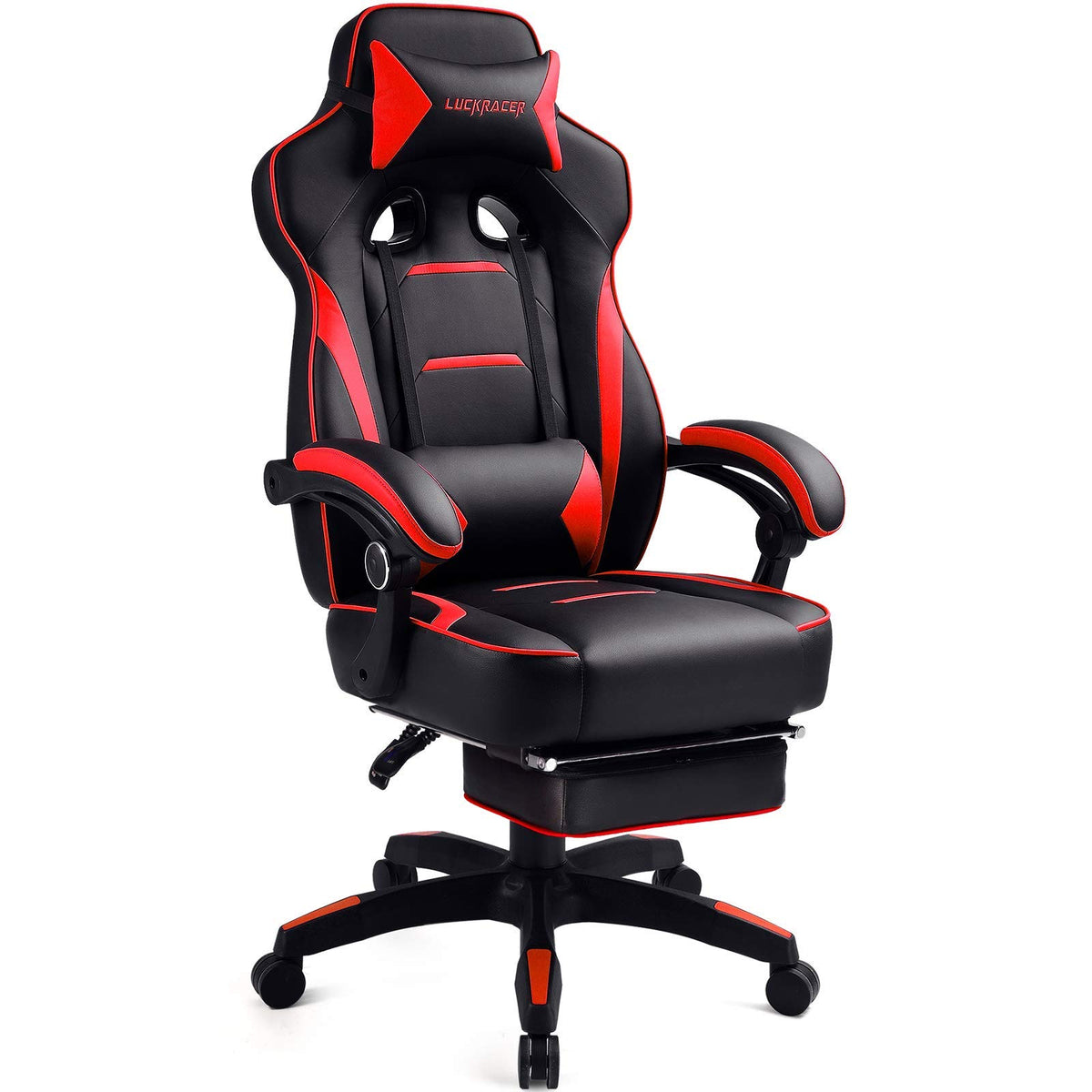 Luckracer Gaming Chair With Footrest Office Desk Chair Pu Leather High Back Adjustable Swivel Lumbar Support Reclining Ergonomic Gamers Chair With Footrest Purple