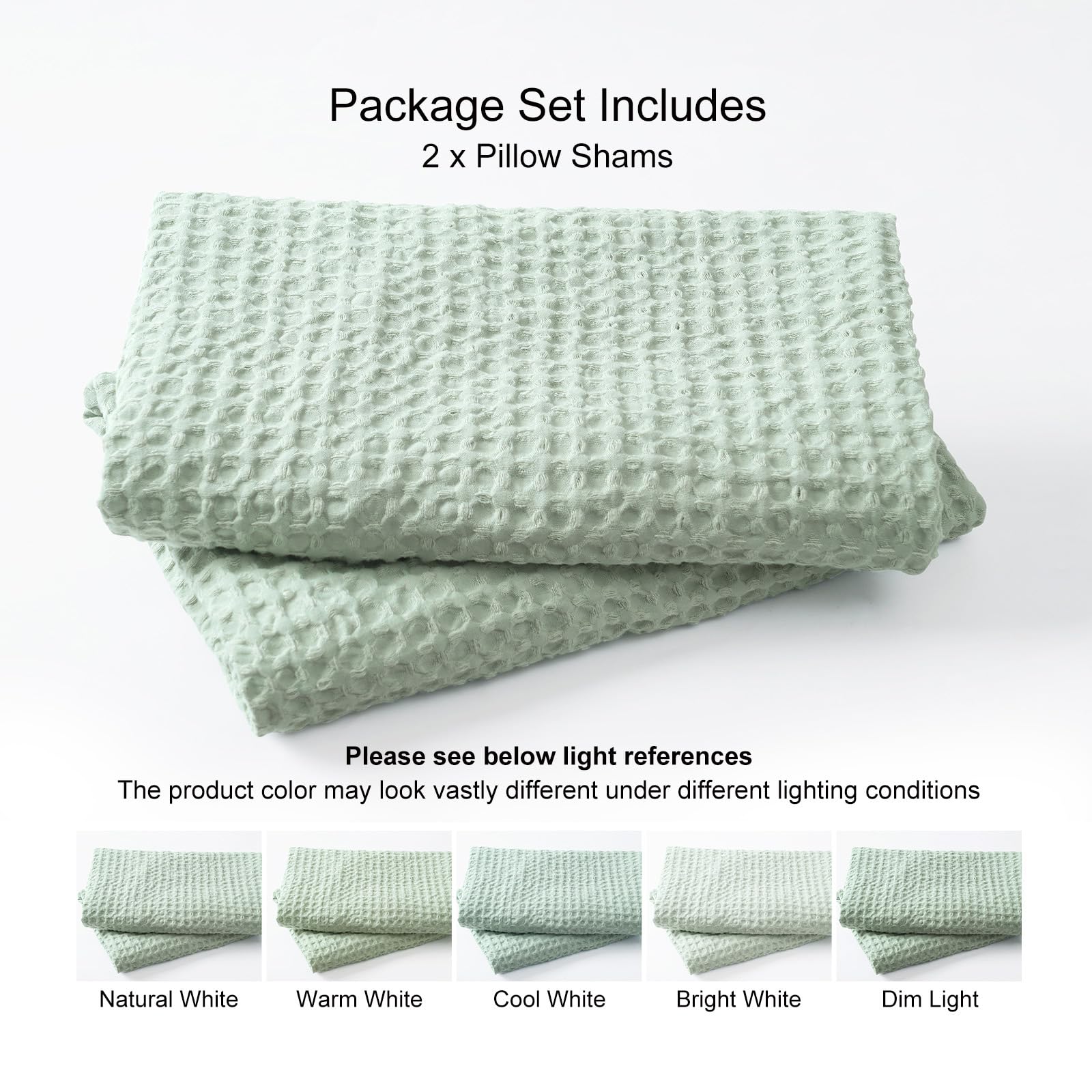 Phf Ultra Soft Waffle Weave Pillowcases Standard Size 20' X 26' 2 Pack, No Insert, Breathable Skin-Friendly Pillow Shams, Decorative Waffle Weave Pillow Case Covers, Sage Green