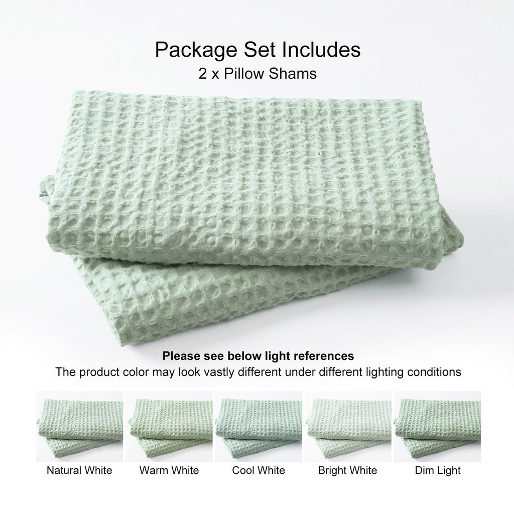 Phf Ultra Soft Waffle Weave Euro Shams Pillow Covers 26' X 26' 2 Pack, No Filling, Breathable Skin-Friendly Euro Throw Pillow Covers For Bed Couch Sofa, Sage Green