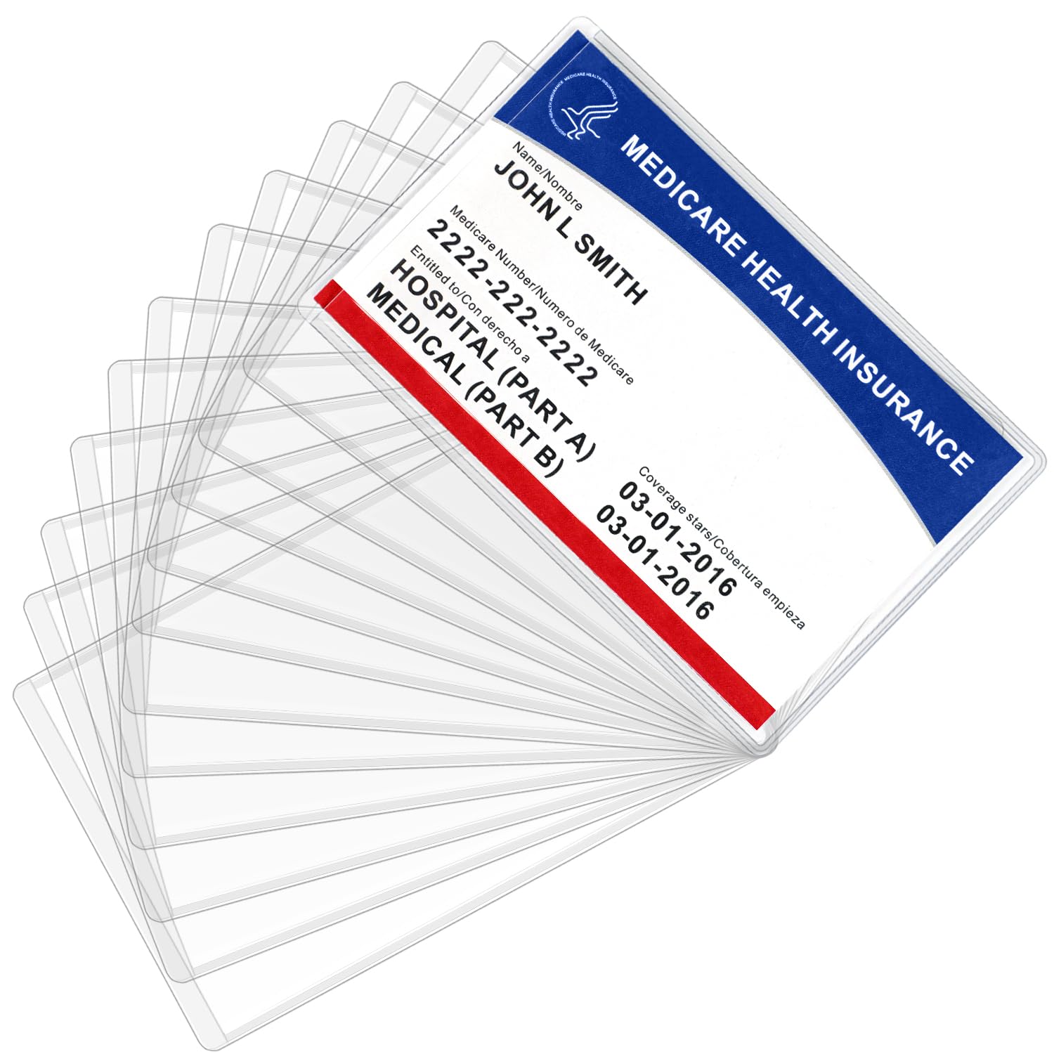 Maxgear New Medicare Card Holder Protector Sleeves, 12 Mil Clear Pvc Water Resistant Medicare Card Protectors Sleeves For New Me