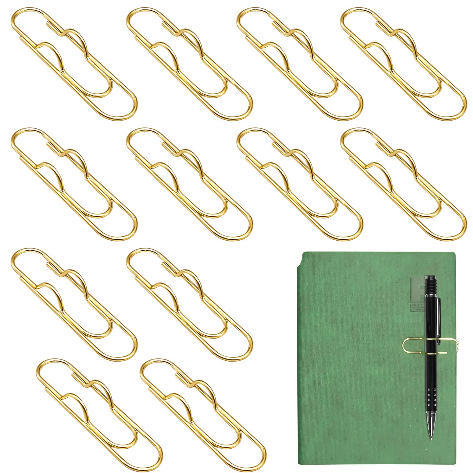 12 Pcs Metal Pen Clip For Notebook, Portable Pen Holder Clip Pencil Clip, Multi Function Paper Clip Pen Holder Pen Paper Clip Bo