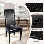 Searchi Waterproof Pu Leather Dining Chair Covers Set Of 4, Stretch Oilproof Parsons Chair Slipcovers Removable Washable Kitchen