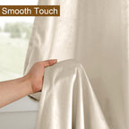 Dwcn Beige Velvet Curtains 84 Inches Long - Room Darkening Noise Absorb Tieable Grommet Curtains & Drapes Warm Soft Texture Priv