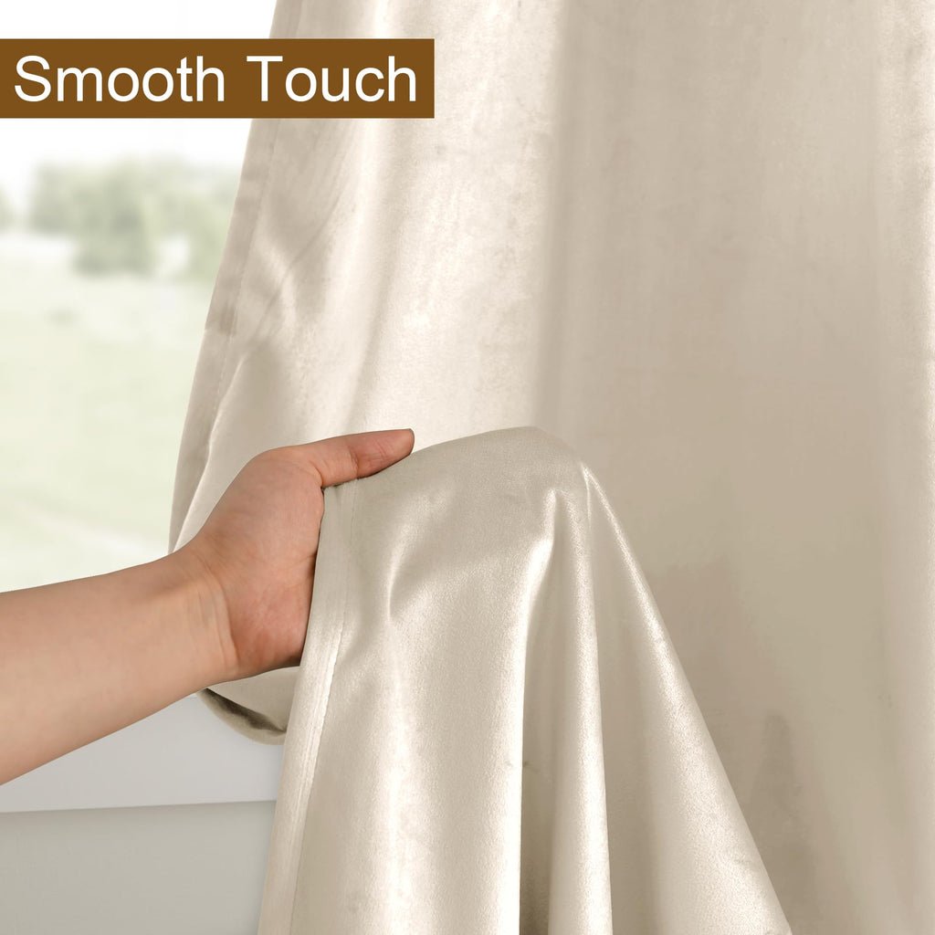 Dwcn Velvet Curtains - Room Darkening Light Blocking Window Drapes For Bedroom, Living Room, Tieable Solid Grommet Curtains & Dr