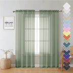Lecloud Sheer Window Curtains 72 Inch Length 2 Pcs, Rod Pocket Voile Drapes For Bedroom Living Room, Semi Sheer Curtain Panels W