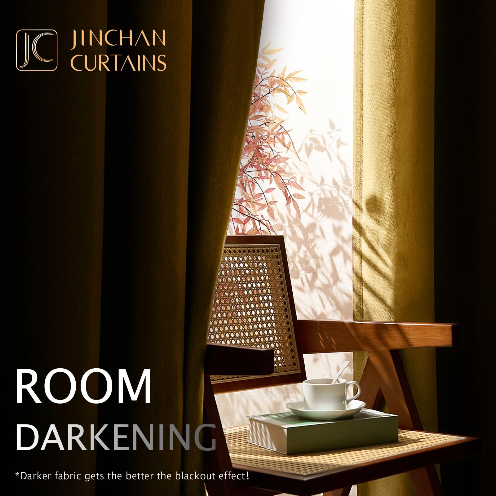 Jinchan Linen Textured Room Darkening Curtain 72 Inches Long For Living Room Room Darkening Thermal Insulated Grommet Top Window Drape For Bedroom 52X72 Mustard Yellow 1 Panel
