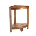 EcoDecors, 17 inch, Natural, Teak Shower Bench, Corner Teak Shower Stool, Corner Shower Stool, Teak Corner Shower Bench, Teak Be