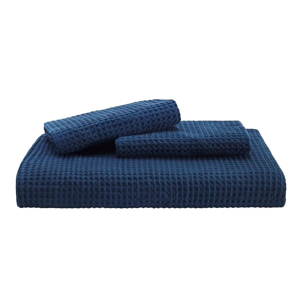 Bedsure Cotton Duvet Cover King - 100% Cotton Waffle Weave Navy Blue Duvet Cover King Size, Soft And Breathable King Duvet Cover