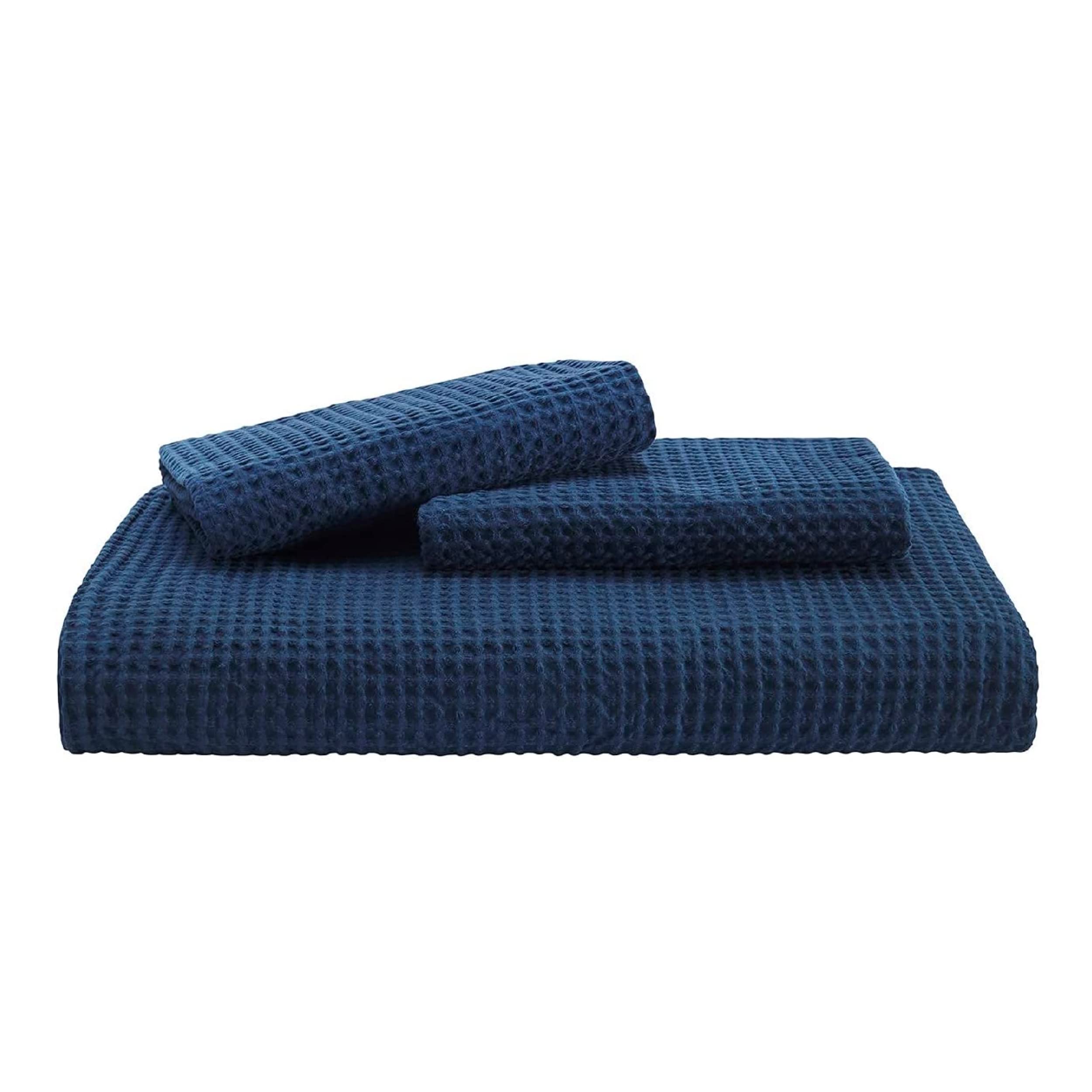 Bedsure Cotton Duvet Cover King - 100% Cotton Waffle Weave Navy Blue Duvet Cover King Size, Soft And Breathable King Duvet Cover